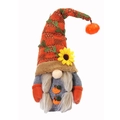 Fall Harvest Gnome doll with orange knitted hat sunflower and pumpkin decorations - Female (Braids)