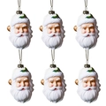 Detalle de 6 adornos de Papá Noel con acabado brillante y decoración de acebo - Cabeza de Papá Noel (Estilo 5)