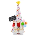 Birthday gnome plush with red star hat, long white braids and Happy Birthday sign - Birthday Theme (Birthday Theme)