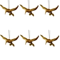 Set of 6 gold hummingbird hanging ornaments with detailed wings for Christmas decoration - Gold Hummingbird Shape