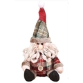 Gnomo de Navidad con gorro a cuadros rojo verde y barba blanca decorativo - Santa Claus