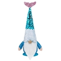 Blue mermaid sequin gnome plush with fish tail hat and long white beard decoration - Male Style (With Beard)