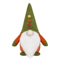 Grüner und oranger gestrickter Weihnachtszwerg mit Knöpfen und weißem Faserbart - Grüne Mütze Gesichtsloser Wichtel