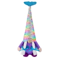 Mermaid themed gnome plush with purple satin body and rainbow sequin fish tail hat - Female Style (With Braids)