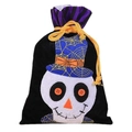 Βελούδινη τσάντα γλυκισμάτων Halloween με σχέδιο σκελετού και μπλε ημίψηλο καπέλο - Σχέδιο Σκελετού