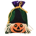 Βελούδινη τσάντα Halloween με σχέδιο κολοκύθας μάγισσας και χρυσό κορδόνι κλεισίματος - Σχέδιο Κολοκύθας