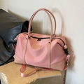 Grand sac de voyage rose élégant en nylon avec bandoulière amovible pour femmes - Rose