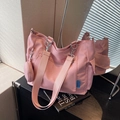 Rosa Canvas-Einkaufstasche mit großem Fassungsvermögen und kleiner Zubehörtasche - Rosa