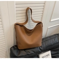 Sac hobo en cuir marron à motif litchi, grande capacité avec bandoulière réglable - Marron