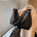 Classic black PU leather hobo bag with adjustable golden buckle and large capacity - Black Without Charm