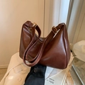 Deep brown leather hobo bag with adjustable shoulder strap and gold zipper detail - Maple Brown Without Charm