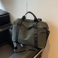 Large dark green multifunctional travel duffel bag in nylon with adjustable shoulder strap - Green