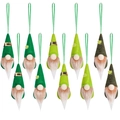 Set di 11 gnomi per San Patrizio verdi con dettagli a quadrifoglio e lacci per appenderli - Stile Serie Festival Verde (ML-J528ABCDE)