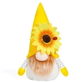 Süße Sonnenblumen-Gnom-Puppe mit gelbem Hut und orangefarbenem Bart für Festdekoration - Basis mit Karton / Gelb