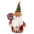 Papá Noel de peluche con cartel Let It Snow y gorro navideño de punto suave - Santa Claus