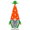 Easter gnome plush with carrot theme, orange polka dot hat and green faux fur body - Orange Carrot Style