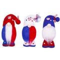Three Patriotic American Independence Day gnomes with red white and blue knit hats - Full Set Combo