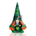 Gnomo di San Patrizio con cappello scozzese verde, trecce arancioni e trifoglio - Cappello a Punta
