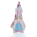 Gnomo pasquale di peluche con cappello floreale giallo e orecchie di coniglio - Stile Intrecciato / Rosa (Orecchie Rosa)
