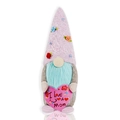 Pink Mother's Day gnome doll holding I Love You Mom heart with flower decorations - Beard Style (Male) / Mother's Day Doll