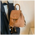 Brauner Mini-Rucksack aus Wildlederimitat mit goldener Schleife und Kordelzug - Braun