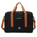 Borsa da viaggio Oxford nera con manici arancioni e scomparto scarpe per fitness - Nero