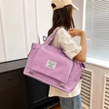 Bolsa de viaje grande morada de tela Oxford para fitness y viajes cortos al hombro - Violeta Claro