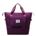 Bolso de viaje grande morado en tela Oxford con expansión y bolsillo frontal - Fucsia