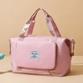 Bolso de viaje rosa de oxford impermeable con gran capacidad y cremallera expandible - Rosa Dulce