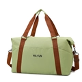 Avocado green large capacity fitness travel bag with brown straps and HAYUN logo - Matcha Green