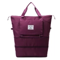 Waterproof purple travel tote bag with expandable large capacity and dual handles - Fuschia