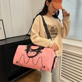 Pink waterproof gym tote bag with separate wet-dry compartments and black straps - Pink