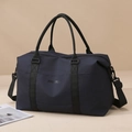 Dark blue oxford travel bag with large capacity, durable handles and shoulder strap - Black