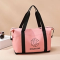 Pink large travel bag with black handles and bottom compartment for shoes or gym - Sakura Pink