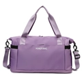 Large capacity purple travel bag for women with durable top handles and shoulder strap - Taro Purple