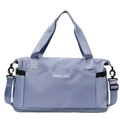 Large capacity lightweight blue travel duffel bag with adjustable shoulder strap and handles - Haze Blue