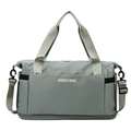 Large capacity gray-green travel duffel bag with shoulder strap for gym or travel. - Matcha Green