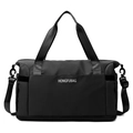 Large capacity lightweight black travel duffel bag with adjustable shoulder strap - Black