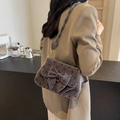 Retro Schultertasche aus grauem Cord mit roten Punkten und großer dekorativer Schleife - Grau