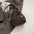 Minimalist dark brown leather crossbody bag with elegant gold hardware for women - Brown No Pendant