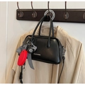 Bolso retro negro con lazo de tablero de ajedrez y colgante de bola de billar - Negro Con Colgante
