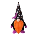 Halloween gnome plush with orange beard, black pumpkin hat, and purple sequin bat - Male Style (Orange Beard)