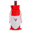 Copribottiglia di vino natalizio con Babbo Natale rosso e chiusura a coulisse - Babbo Natale con espressione 3D