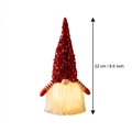 Red sequin Christmas gnome ornament with LED glowing beard and striped arms, 22cm tall - Red Style (ML-Q1632A)