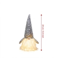 Light up Christmas gnome with gray sequin hat and glowing beard, 24cm festive decor - Silver Style (ML-Q1632C)