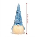 Detail showing height of 40cm for the blue sequined Christmas gnome with LED light - Blue Style (ML-Q1632D)