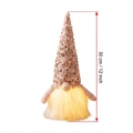 Lighted Christmas gnome with champagne sequin hat and warm LED glow, 30cm height - Pink Style (ML-Q1632F)