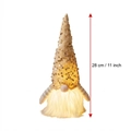 Luminous Christmas gnome with golden sequins and warm LED beard light, 11 inch size - Yellow Style (ML-Q1632G)