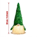 Luminous Christmas gnome with green sequin hat and warm LED light, 30 cm height - Green Style (ML-Q1632H)