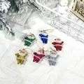 Set of 6 glitter Santa Claus ornaments in multiple colors for Christmas tree decoration - 6-Color Glitter Style / 6 Pieces/Pack (4x5cm)